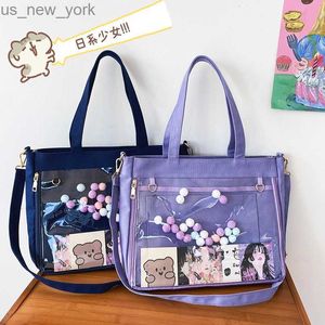 Totes Japanese Harajuku Ita Bag For Women Transparent Pocket Itabag High School Girls Uniform JK Crossbody Shoulder Bag Mochila HKD230822