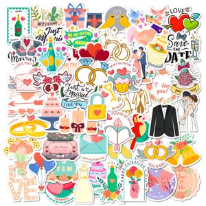 50pcs Wedding Love Adesivi Adesivi in ​​vinile impermeabili non casuali per auto bagagli per bagni per laptop Skateboard Scrapbook Bottle Decal