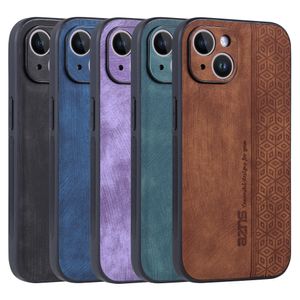 Cases For Iphone 15 14 Pro Max Plus 13 12 11 X XS XR 8 7 Iphone15 Phone15 Business PU Leather Soft TPU Shockproof Classic Cube Luxury Fine Hole Men Phone Cover Back Skin