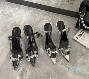 Новые сандалии весной и летом-Rhinestone Corse Bit Butle Прозрачная обувь на высоких каблуках французские заостренные шпильки и баоту.