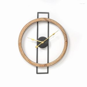 Väggklockor American Creative Wood Clock LCD Display Silent Modern Design Living Room Decorations Reloj de Pared