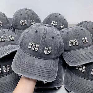 Original European Order MI U Baseball Hat Women's Summer Fashion Brand Sweet Cool Smoke Grey Logo Heavy Industry Rhinestone Duck Tongue Hat