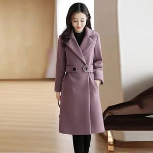 Women's Wool Blends Women Wool Blends Coat Winter Autumn Fashion Slim Woolen Blend Jacket Long Coat Female Jackets Outerwear 230822