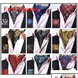 Cravat mens banden vintage polka dot blommig bröllop formell ascot krama själv brittisk stil gentleman polyester silk nacke drop del ot2wb