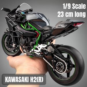 Diecast Model 1 9 H2R Ninja Toy Motorcycle Metal Large Size Super Racing Sound Light Collection Gift For Boy Children 230821