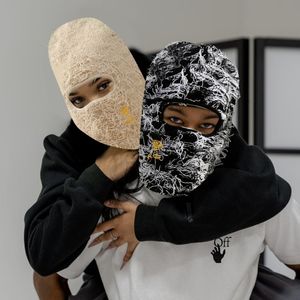 Beanieskull Caps Balaclava Beanie für Männer Unisex Gesichtsbedeckung Unordentliches Randhut Stickerei Rose Cap 230821