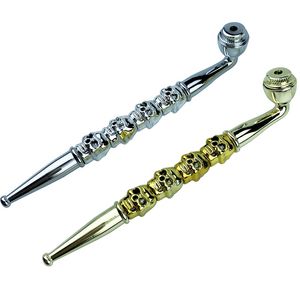 New Style Metal Alloy Long Pipes Innovative Skull Shape Portable Removable Easy Clean Filter Screen Spoon Bowl Herb Tobacco Caps Cigarette Holder Hand Smoking DHL