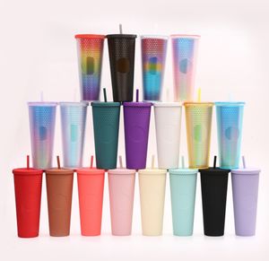 The latest 24oz durian double -layer plastic straw coffee mug, many style choices, support customization of any logo