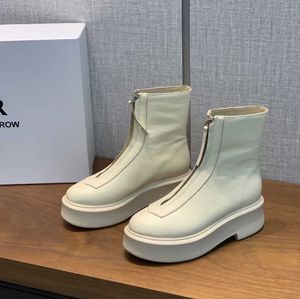 Row Row White Leather Leather Chelsea Boots Platfor