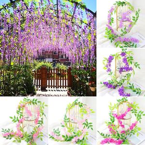 Dekoratif Çiçekler 1 PC Yaratıcı Bahçe Dekorasyonları İpek Çiçek Simüle Simüle Vine Duvar Wisteria Sepet Düğün için Ev Partisi