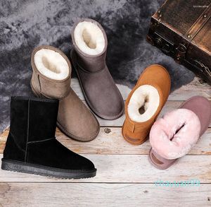 Stivali da donna neve vera pelle vera pelle di calittiere inverno caldo impermeabile per scarpe in stile classico
