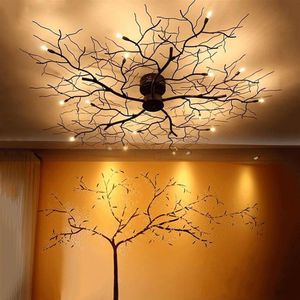 Lustre de filial moderno Globo Creative Black Metal Twig Lâmpada de teto da sala de estar da sala de estar G4 LED DIA100CM MYY259S