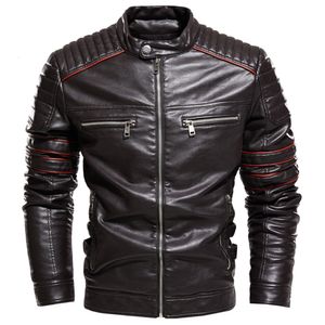 Trench maschili da uomo giacca da caffè in pelle in pelle motociclistica Coat da motociclista Slimt fit pelliccia inverno autunno foderato 230822