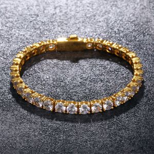 Braccialetti di fascino Bling Bracciale da tennis fatto a mano ghiacciato per uomo AAA Cubic Zirconia Manuale a mano Gold Colore oro di gioielli hip hop hop Women OHH1 230822