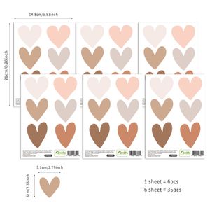 Duvar çıkartmaları 6 Sheets Boho Hearts Bebek Odası Çıkartmaları Vinil Duvar Kağıdı Duvar Çocukları Yatak Odası Dekor Mobilya 230822