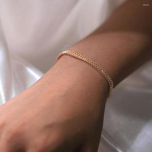 Länkarmband 585 Rose Gold Color Foxtail Chain for Women Girls Weaving Armband 20cm handledsmycken gåvor 4,5 mm DCB67A