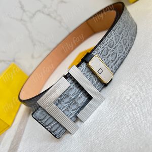 Luxury F Belt Mens Designer Belts äkta läder reversibla midjeband cowskin snyggt silver spänne midjeband för män 40mm med låda -24