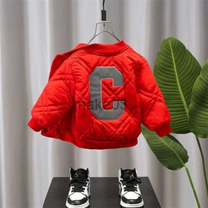 Down Coat Boys Autumn and Winter Quilted Padded Jacket 2022 New Children Fleece Jacket Boys Handsome Baseball Uniform J230823