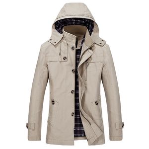 Men's windbreaker spring and autumn new large size medium long hooded jacket