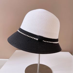 Basker japan hink hatt cap kvinnliga kvinnors breda grim sommarhattar flätat halmfiske elegant strand twocolor stitching 230822