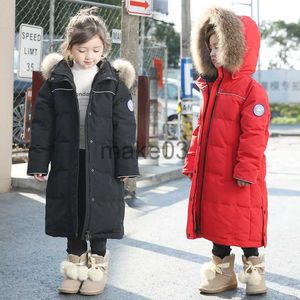 Вниз пальто 2023 Детская девочка зимняя куртка настоящая енота водонепроницаемая куртка для девочки 214 -летняя мальчик с верхней одеждой детская наряд парка J230823
