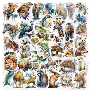 50 PCS Mixed Watercolor Animals Laptop Stickers For Car Fridge Helmet Ipad Bicycle Phone Motorcycle PS4 Book Pvc DIY Toys Kids Decals