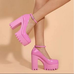 Dress Pink 531 Heeled Ankle Chunky Strap Sweet Square Heel High Heels Pumps Platform Spring Woman Shoes 230 18 s