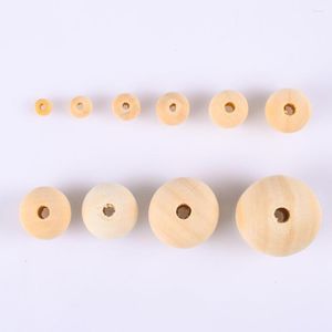 Perline da 6-30 mm in legno naturale distanziatore sciolto di perline sciolte collana per bracciale fai-da-te che ciondolo rotondo a sfera di legno per gioielli
