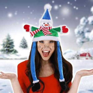 Funny Moving Christmas Hats Party Dance Props Santa Claus Snowman Hat Ears Move Plush Hat Christmas Decorations HKD230823