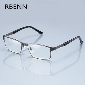 Blue Light Blocking Glasses RBENN Stainless Steel Men Business Reading Glasses Full Frame Metal Presbyopia Optical Eyeglasses 0.75 1.75 2.25 2.75 5.0 6.0 230823