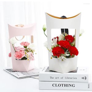 Confezione regalo Moon Shape Bouquets Bag Wedding Creative Flower Box Baschette di carta San Valentino a casa