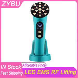 RF EMS Micro Current Beauty Device Facial Lifting Massager Radio Frequency Skin Rejuvenation Instrument Led Light Therapy Anti Aging Wrinkle