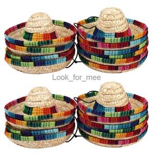 20st Natural Straw Mexican Hat Mini Sombrero Baby Shower Birthday Party Decoration Tablett Party Supplies HKD230823