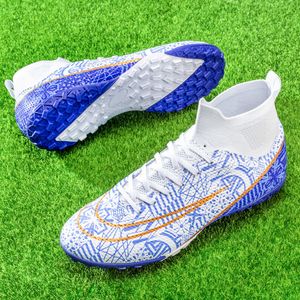 Платье обуви высокие кроссовки лодыжки мужчины TF/FG Soccer Shoes Kids Outdoor Clits Long Spikes профессия Chaussure Football Shoes Sock Futsal обувь 230822