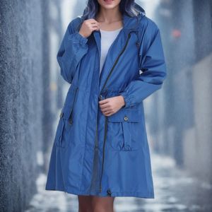 Trench de trincheira feminina Moda Womens Windbreaker com capuzes Capas de chuva ao ar livre jaqueta longa casaco