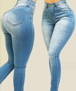 Сексуальные женские джинсовые джинсы контролируют джинсы, эластичные высокие талию большие брюки джинсовые штаны с эластичными штанами подтягивают эластичные штаны