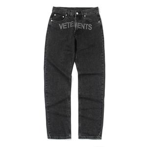 Vetements Jeans Men Jeans Real S High Quality Men Women Survetements Designer Jeans Fashion Pants Embroidered Lettered Straight Leg Pants 292