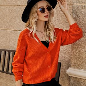 Maglioni femminili maglione casual vneck autunno e inverno sciolto cappotto femminile versatile a colore lungo cardigan 230822