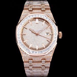 Orologio da uomo con diamanti fatto a mano Orologi meccanici automatici da 40 mm con orologio da polso da donna in acciaio con zaffiro tempestato di diamanti 904L Montre de Luxe