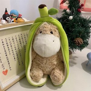 Peluş bebek oyuncak 2 içinde 1 sarı muz gri eşek sevimli renkli doldurulmuş hayvan plushie süper yumuşak kawaii sarılma yastık hediyeleri 230823