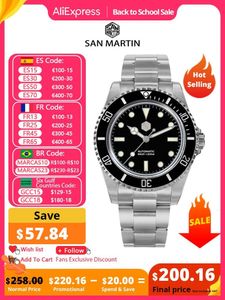 Zegarstka San Martin 40 mm zegarek dla mężczyzn Klasyczne luksusowy YN55 Diver Water Ghost Automatyczne mechaniczne szafir Waterproof 200m BGW9 230822