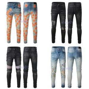 Herrendesigner Jeans Ripped Herren Jeans Jeans Hosen Mann Slim Jeans Casual Hip Hop Reißverschlusshose für männliche Stretchhosen189r