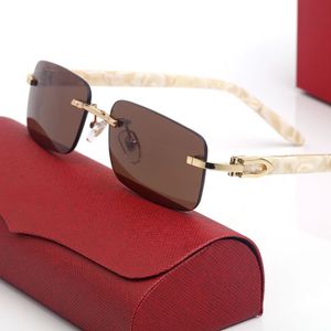 Luxusdesignerin Sonnenbrille Herren frameless Brille Frauen Rästefreie rechteckige Form für Männer Frau Brillen im Freien Strandbraggle polarisierte Sonnenbrille Mann