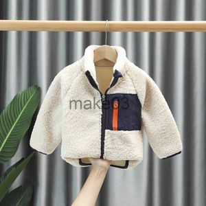 Down Coat Autumn Winter Kids Boy's Clothes Baby Outfits Lamb Wool Cardigan Padded Jacket Ytterkläder för pojkar Babykläder Jackor Rockar J230823