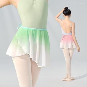 Scenkläder vuxen balettdans kjolar chiffon gradientfärger oregelbundna praxis leotard gymnastik skridskor