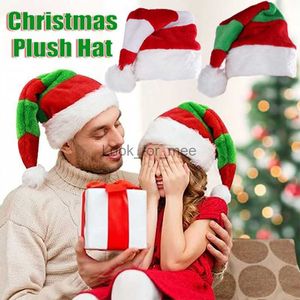2023 Yetişkin Çocuklar İçin Noel Peluş Şapka Kırmızı Beyaz Yeşil Stripes Yeni Yıl Partisi Navidad Kardan Adam Santa Şapka Kostüm Dekorasyonu HKD230823