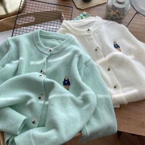 Quick Entrysuper Ahunderlayer Little Bear Embroidered Cartoon Sweater Coat Women's Outerwear Knitted