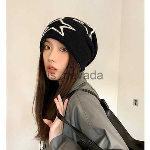 Beanie/Skull Caps Ins Korean Star編み帽子女性秋と冬のストリートファッションウォームイヤー保護キャップスタックハットJ230823