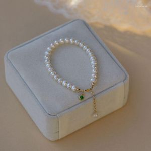 Strand Allme Dainty пресноводные жемчужные браслеты для женщин -леди титановый сталь зеленый цвет Cz Bearchonia Beadered Bearchonia