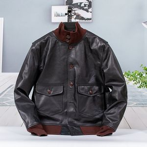 Men's Jackets .CC.100% genuine leather men jacket.Plus size cowhide bomber cowhide coat.Classic vintage leather cloth.natural 230822